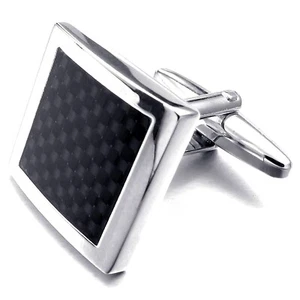 MFYS Carbon Fiber Metal Curve Men's Wedding Shirt Copper Cufflinks Wedding - Picture 1 of 10
