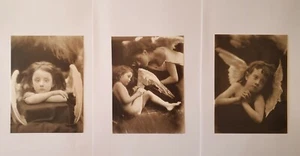Lotto di 3 biglietti di auguri vintage Julia Margaret Cameron vuoti seppia cherubini/angeli - Foto 1 di 9