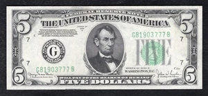 FR. 1960-G 1934-D $5 FRN FEDERAL RESERVE NOTE CHICAGO, IL GEM UNCIRCULATED. - Picture 1 of 2