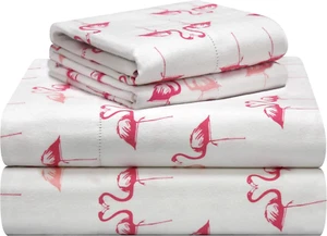 180 GSM Velvet Feel Luxury 100% Cotton Printed Flannel Sheet Set, Twin XL, Flami - Picture 1 of 12