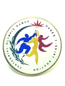 Centennial Olympics Hanes T-Shirt Auktion Sammlerstück Pin - Bild 1 von 3