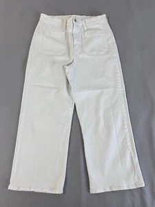 Madewell Women’s Slim Wide-Leg Crop White Denim Jeans Womens Sz 32 - Picture 1 of 11