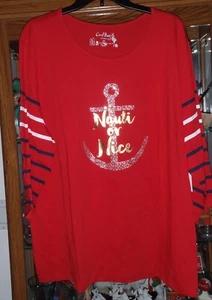 Neu CB CORAL BAY NAUTI ODER SCHÖN Strass ANKER WINTER URLAUB PLUS rot TOP 2X - Bild 1 von 5