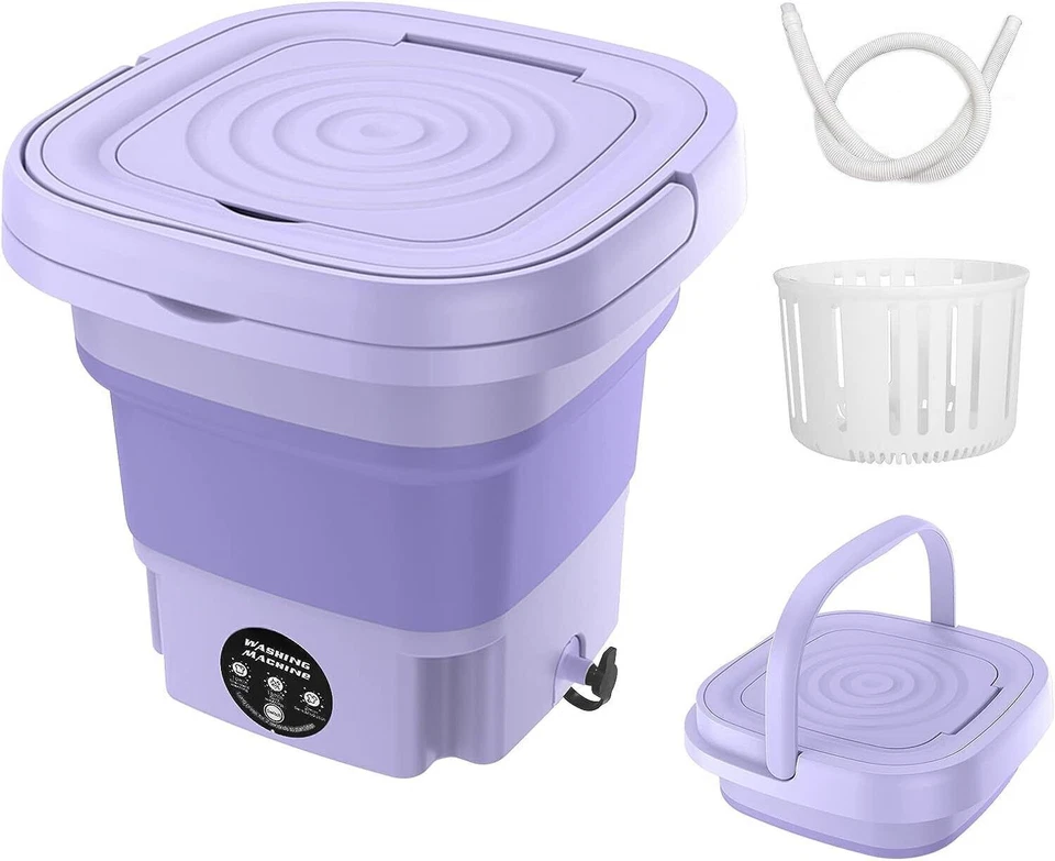 Folding Portable Washing Machine 8L Large Capacity Clothes Spin Dryer Bucket - Image 1 of 4