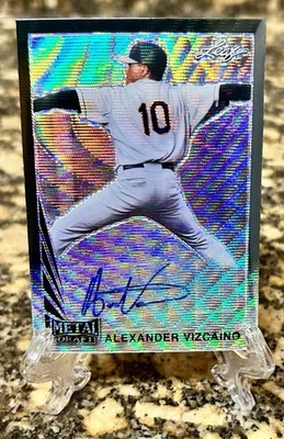 Alexander Vizcaino 2021 Leaf METAL BLACK Refractor AUTO Autograph Rookie #d 1/7 - Image 1 of 2