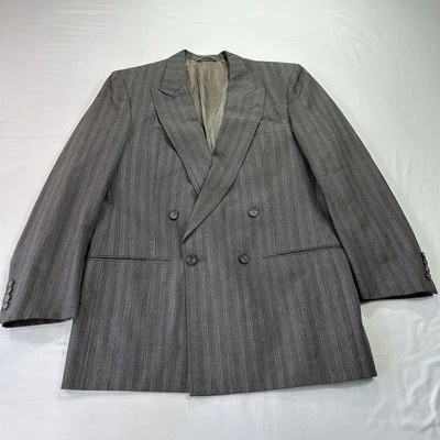 VINTAGE Christian Dior Blazer Mens 44R Double Breasted Wool Jacket 90s Pinstripe - Image 1 of 4