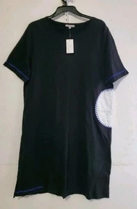 Lisa Todd Patchwork lässiges schwarzes Kleid Größe XL 100 % Baumwolle neu Original 155 $ - Bild 1 von 10