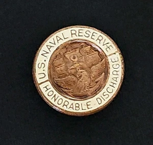 Honorable Discharge Button Navy Lapel Pin Naval Reserve Us Vintage Copper - Picture 1 of 5