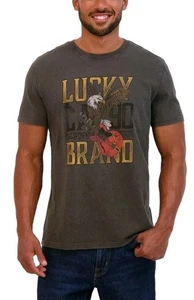 Lucky Brand Herren Grafikdruck Rundhalsausschnitt weiches T-Shirt schwarz Small neu mit Etikett UVP $ 39 - Bild 1 von 7