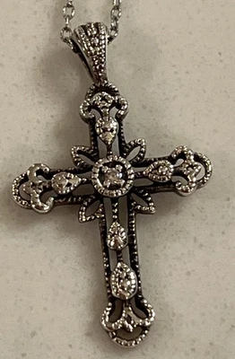 RJ Graziano филигранный серебро крест бриллиант центр Италии 925 18» цепочка - Изображение 1 из 4