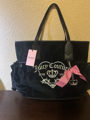 Bolso de Mano Juicy Couture Grande Negro con Cadena Corona Plateada Nuevo con Etiquetas Foto 1 de 4
