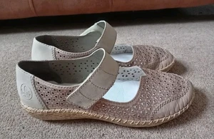 Rieker Beige Leather Mary Jane Comfort Shoes Size UK 6 EU 39. Hardly Worn. - Picture 1 of 14