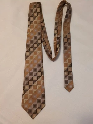 Corbata Croft & Barrows dorada y gris geométrica 100 % seda hecha a mano Foto 1 de 4