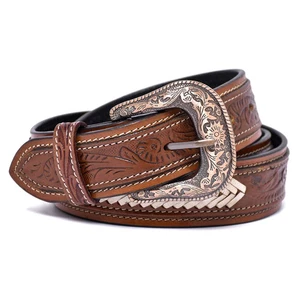 Cinturón para hombre CBU-Herramientas artesanales tallado cuero de vaca genuino estilo occidental - Imagen 1 de 5