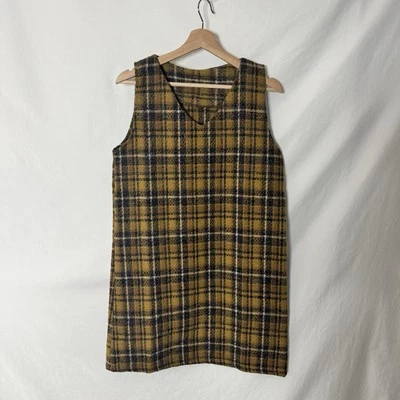 Vestido recto vintage a cuadros sin mangas en amarillo y negro - M Foto 1 de 4