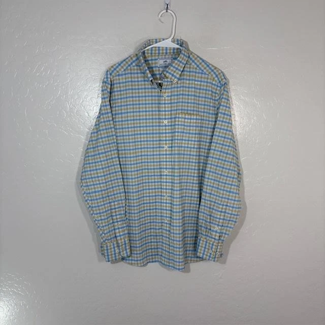 Southern Tide Shirt Mens Large Intercoastal Blue Yellow Plaid Long Sleeve - Image 1 of 4