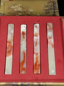 Juego de sello de sello de crisantemo de bambú orquídea ciruela piedra Shoushan china de 6" - Imagen 1 de 9
