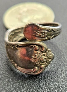 Vintage Löffel Ring Oneida W M A Rogers versilbert verstellbar Größe 8 - Bild 1 von 3