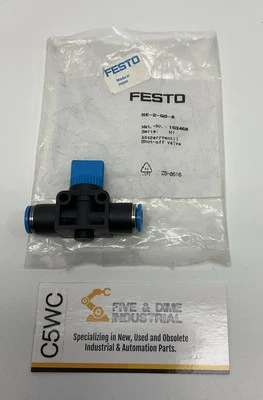 Festo HE-2-QS-8 8mm Inline Push-to-Connect Shut-Off Valve 153468 - Image 1 of 4