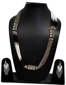 Collana fatta a mano semi perline stile boho americano Netiv perline multifilo - Foto 1 di 2