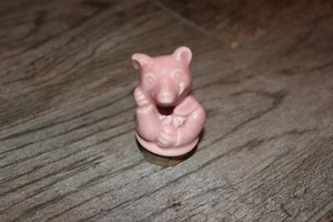 Vintage Pink Bear Bottle Stopper Cork Plug! Glazed Ceramic! Unusual OOAK! - Picture 1 of 4