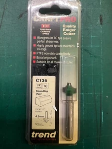 TREND C126X1/4TC 4,8 MM X 12,7 MM RADIUS RUNDUNG ÜBER ROUTER SCHNEIDER BIT - Bild 1 von 3