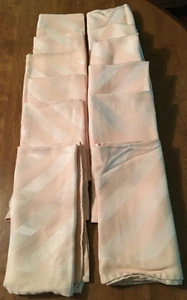 SET-12 PINK SATIN DIAGONAL STRIPE NAPKINS-VINTAGE-HEIRLOOMS ABT 17" SQ - Picture 1 of 6