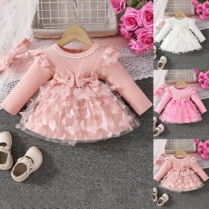Newborn Baby Girls Mesh Butterfly Romper Dress Bodysuit Birthday Clothes Outfit - Picture 1 of 22