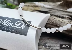 Handmade Stretch Anklet With Genuine Sterling Silver & Rose Quartz. - Bild 1 von 4