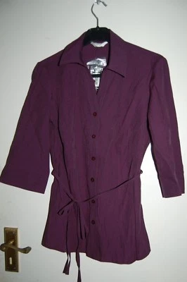 BHS Petites Blouse Size 8 Blackberry Tie Belt 3/4 Sleeve BNWT - Image 1 of 2