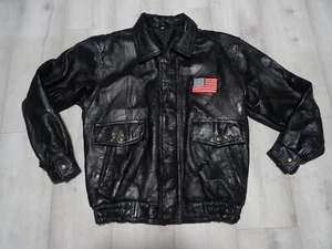 RARE 80'S Vintage Dunbrooke Leather USA EAGLE Jacket BLACK MENS Size L AMERICA - Picture 1 of 10