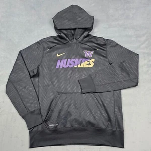 Washington Huskies Pullover Hoodie Mens Large Black Nike Therma NCAA College UW - Picture 1 of 10