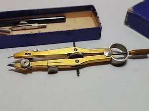 Vintage Gramercy Drafting Tool 4 1/2" Compass Made Germany Gold Tone JBTr21 - Picture 1 of 3