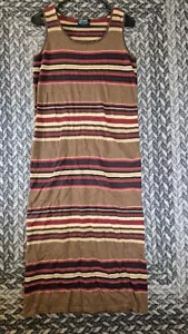 Lauren Ralph Lauren Damen Leinen Strick Midi Kleid Small Ärmellos Mehrfarbig Boho - Bild 1 von 6