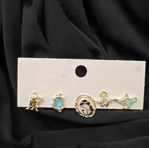 New Animated Princess Jazmin Earrings Studs Mismatch 925 Silver Post - Picture 1 of 3