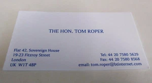 Tom Roper - Tarjeta de visita - Ex político - Partido Laborista Australiano - Años 90 - Imagen 1 de 3