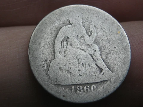 1860 P Seated Liberty Silver Dime- About Good Details Cover