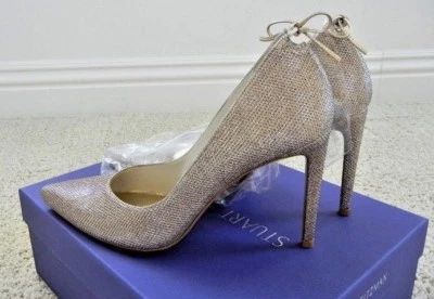 Stuart Weitzman New in Box Platinum Noir Peekabow Pumps Size M 8.5 WW25291 - Image 1 of 4