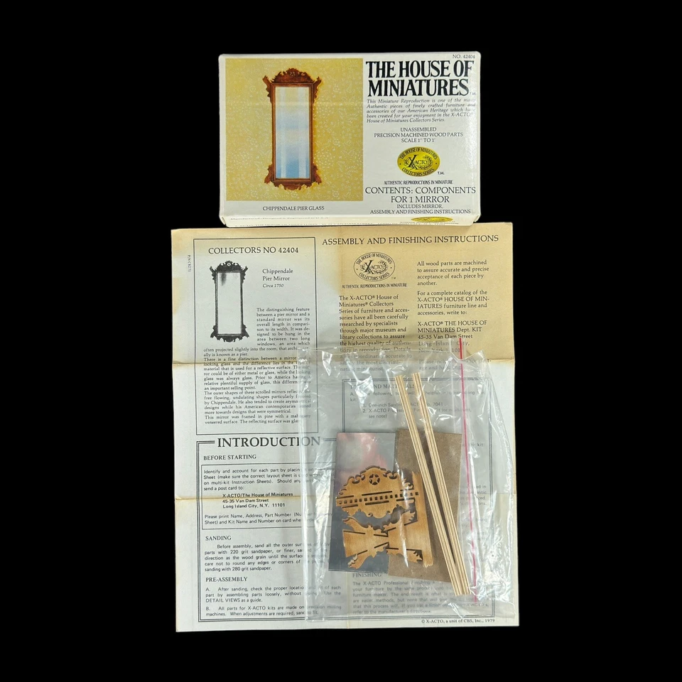 X-ACTO House of Miniatures Dollhouse 42404 Kit Chippendale Pier Glass Mirror