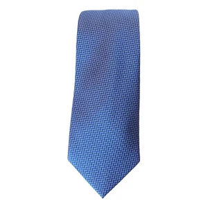 MICHAEL KORS Blue Satin Chevron Stripe Silk Classic Tie - Picture 1 of 4