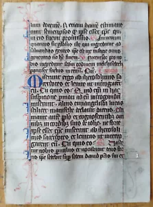 Original Handschrift Blatt auf Pergament Gebetbuch feine Initialen (D) - 1450 - Bild 1 von 2