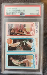 1980 Topps Larry Bird Fred Brown Ron Brewer Rebounding Leaders NBA HOF PSA 7 - Bild 1 von 2