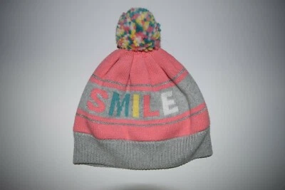 NUEVO SIN ETIQUETAS GYMBOREE BAILARINA DE HIELO CORAL GRIS SUÉTER POM GORRO SOMBRERO "SONRÍE" M/L  Foto 1 de 3