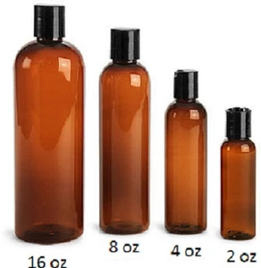 8 oz AMBER Bullet Bottle PET w/caps -10 sets - Picture 1 of 5