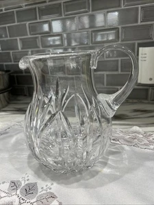 VTG Block Olympic Water Beverage Pitcher Heavy Blown Glass Clear - Picture 1 of 5