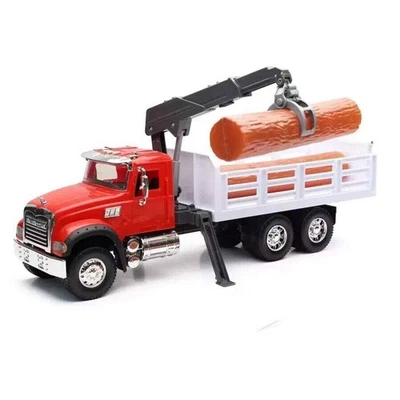 New Ray Mack Granite Stake Truck Crane Logging Long Haul Trucker 1:18 Scale - Image 1 of 4