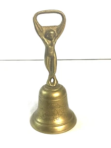 Small Brass Bell Bottle Opener Nude Lady Women 5.5" Tall - Picture 1 of 8