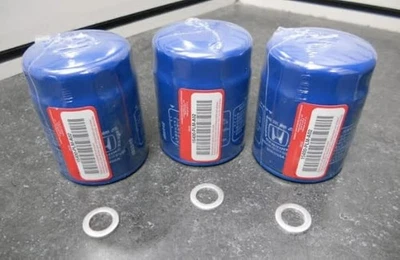 Set of 3 For Honda 15400-PLM-A02 Oil Filters with Drain Plug Washer New Sealed - Image 1 of 2
