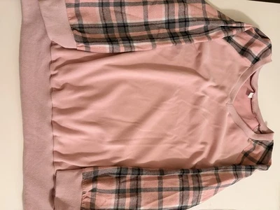 Sudadera con capucha rosa para mujer talla grande a cuadros mangas largas Foto 1 de 3