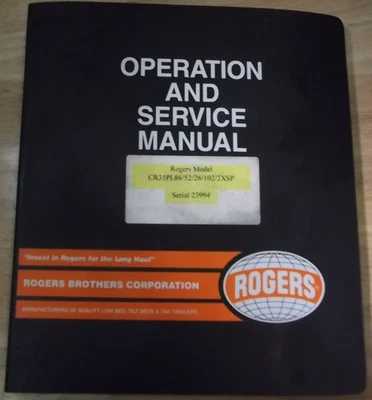 MANUAL DE REPARACIÓN TALLER SERVICIO OPERACIÓN REMOLQUE ROGERS CR35PL86 52 26 102 2XSP Foto 1 de 4